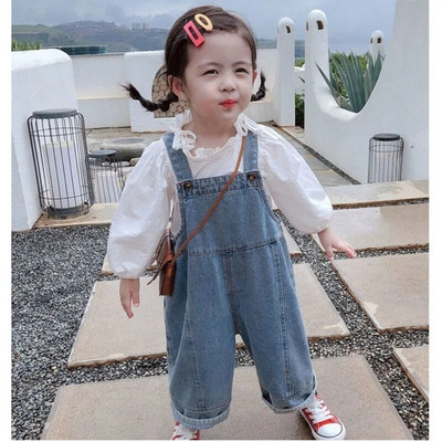 2021 m. pavasario Nauji Džinsai Vaikiški Kombinezonai Laisvalaikio kelnės Vaikiški madingi Džinsai Viršutinė apranga Kūdikių Pavasario Rudens Vaikų Kombinezonai