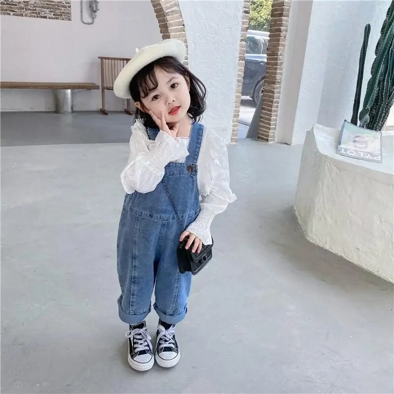 Ταμπεραμέντο για μωρά για κοριτσάκια Χαλαρά τζιν με φαρδύ πόδι Μόδα παντός τύπου Παιδικό εξωτερικό ένδυμα Τζιν Κοριτσίστικο ψηλόμεσο παντελόνι ένατο