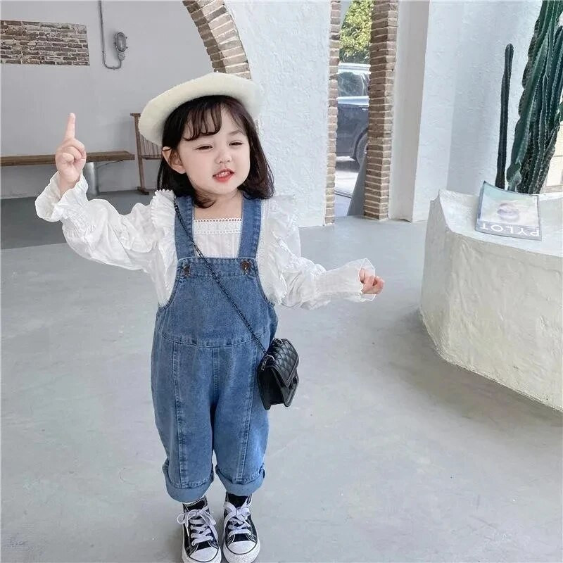 Ταμπεραμέντο για μωρά για κοριτσάκια Χαλαρά τζιν με φαρδύ πόδι Μόδα παντός τύπου Παιδικό εξωτερικό ένδυμα Τζιν Κοριτσίστικο ψηλόμεσο παντελόνι ένατο