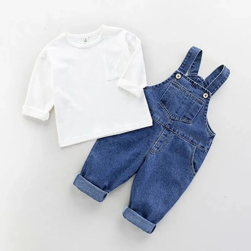 Kevad-sügis laste teksakombinesoonid poistele tüdrukutele vabaaja püksid puuvillased beebikombinesoonid 7 kuud kuni 5 aastat vana laste kombinesoon