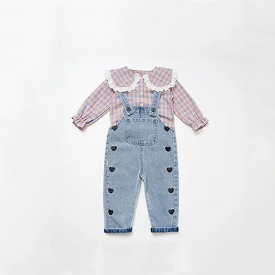 Tüdrukute Teksakombinesoonid Kevad-Sügis Vabaaja Stiilis Kombinesoonid Laste Lahtised Teksad Denim Puuvillane Suspender Püksid Mood Kombinesoonid