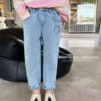 Ležerne traperice za djevojčice Hlače za djevojčice Proljeće Jesen Modne hlače Dječje traperice Visoko elastične traper hlače od pamuka