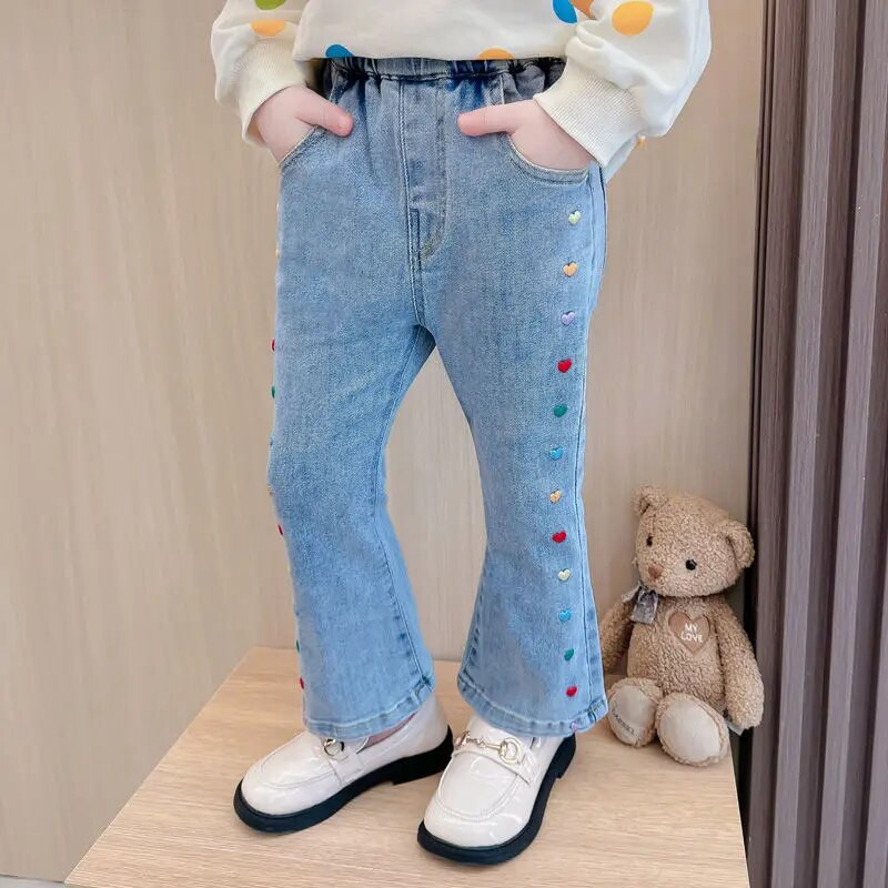 Ležerne traperice za djevojčice Hlače za djevojčice Proljeće Jesen Modne hlače Dječje traperice Visoko elastične traper hlače od pamuka