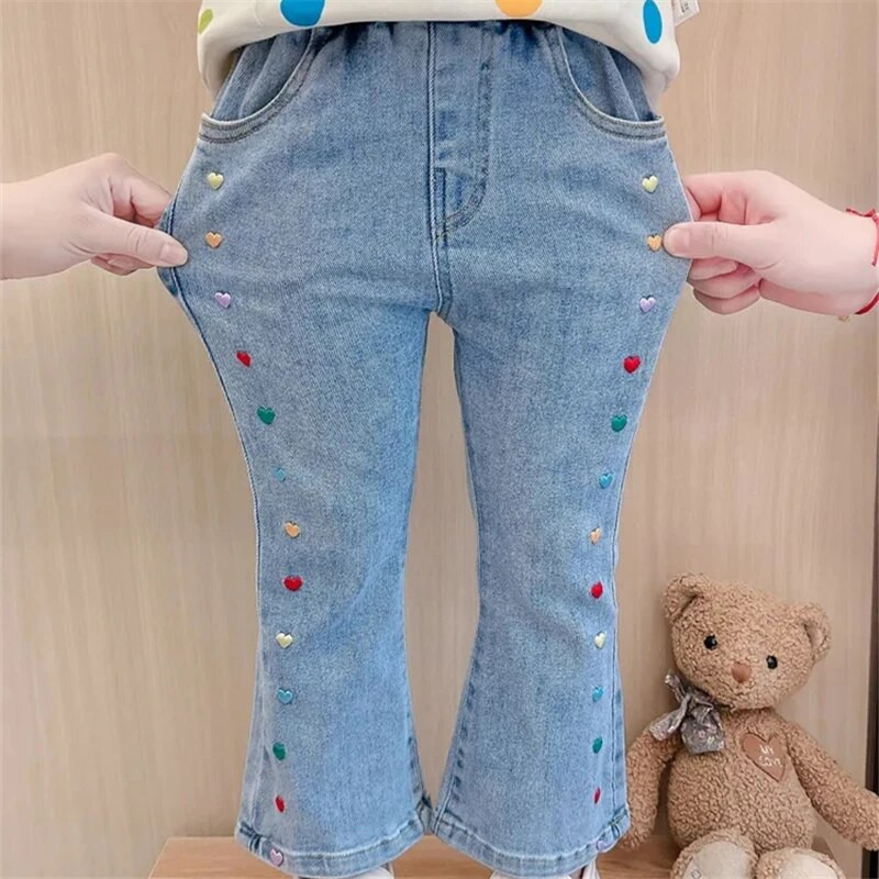 Ležerne traperice za djevojčice Hlače za djevojčice Proljeće Jesen Modne hlače Dječje traperice Visoko elastične traper hlače od pamuka
