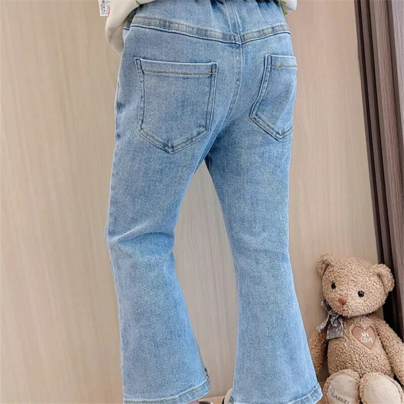 Ležerne traperice za djevojčice Hlače za djevojčice Proljeće Jesen Modne hlače Dječje traperice Visoko elastične traper hlače od pamuka