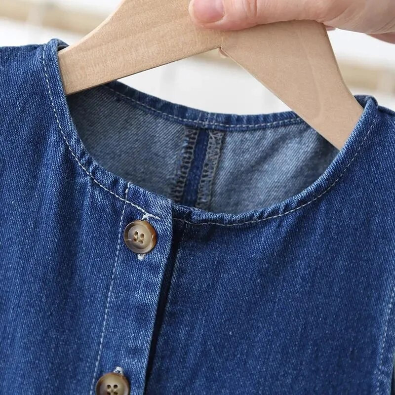 Tavaszi őszi tiszta pamut gyermek farmer overál fiú lány lány kék farmer overál Alkalmi baba kombiné kerek nyakú nadrág