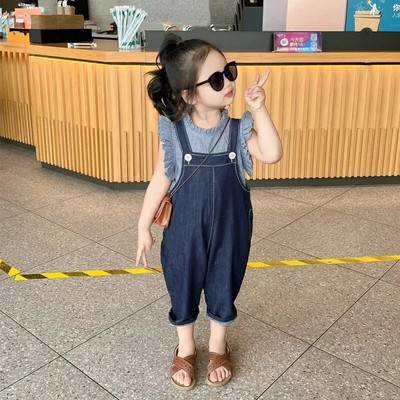 Korea stiilis avar kombinesoon poistele, tüdrukutele, teksariidest kombinesoonid, mood, sobivad teksapüksid, kevad-sügis, laste teksapüksid.