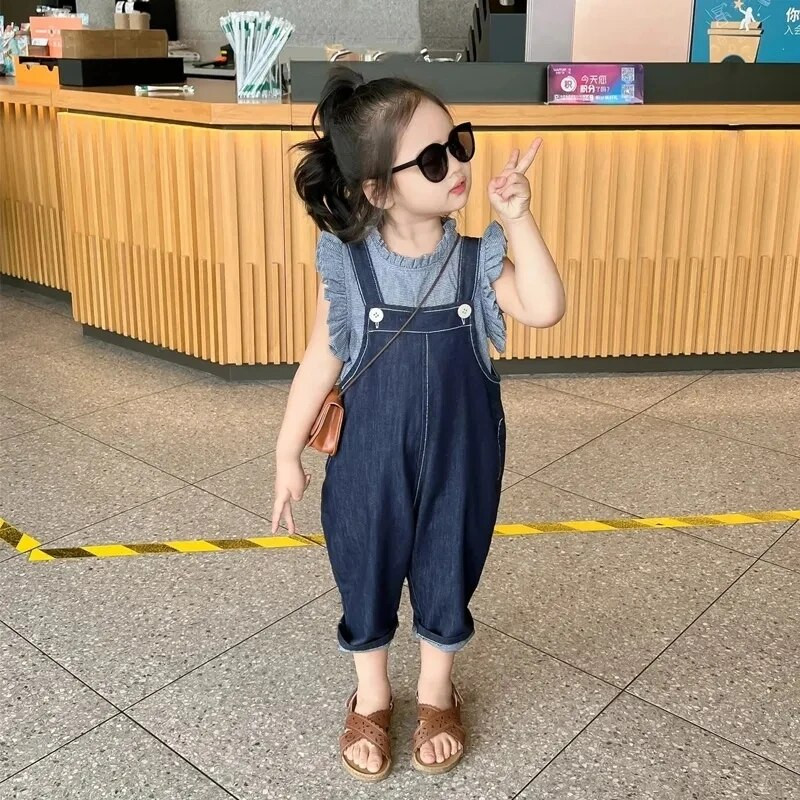 Korea stiilis avar kombinesoon poistele, tüdrukutele, teksariidest kombinesoonid, mood, sobivad teksapüksid, kevad-sügis, laste teksapüksid.