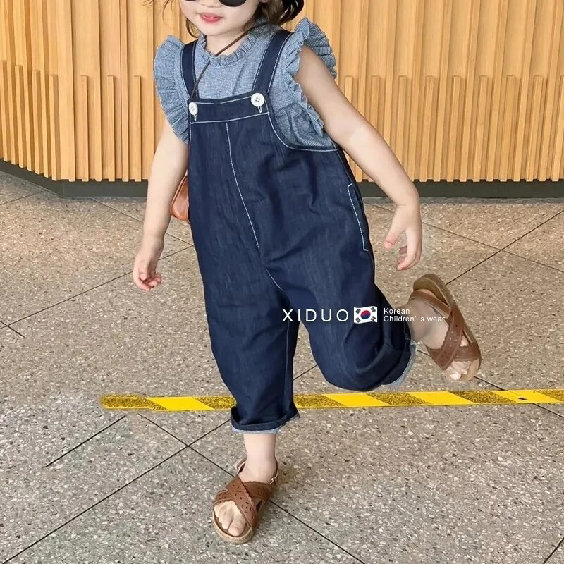 Korea stiilis avar kombinesoon poistele, tüdrukutele, teksariidest kombinesoonid, mood, sobivad teksapüksid, kevad-sügis, laste teksapüksid.