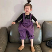 2-8 χρονών Φαρδιά casual μικρομεσαίες παιδικές φόρμες Άνοιξη φθινόπωρο Μωβ κοριτσίστικα παντελόνια Βαμβακερά υφασμάτινα βρεφικά φόρμες