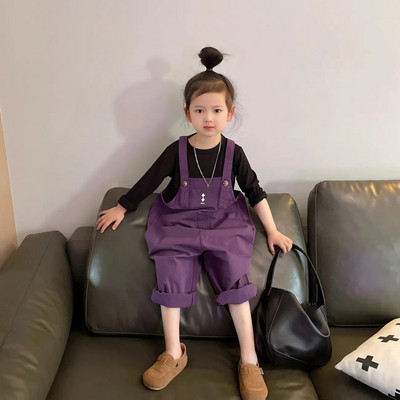 2-8 χρονών Φαρδιά casual μικρομεσαίες παιδικές φόρμες Άνοιξη φθινόπωρο Μωβ κοριτσίστικα παντελόνια Βαμβακερά υφασμάτινα βρεφικά φόρμες