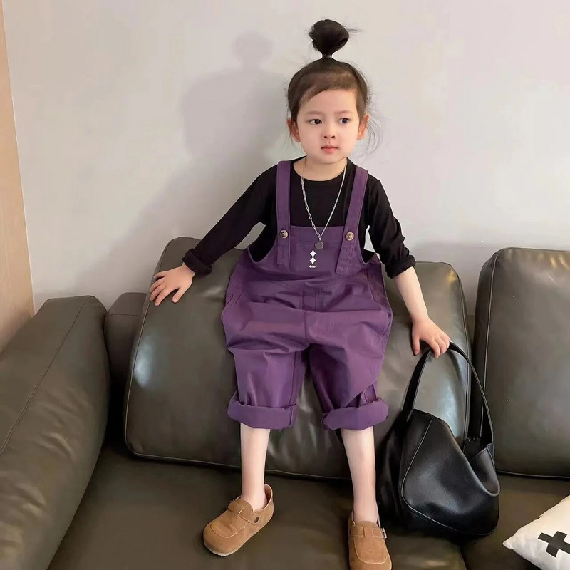 2-8 χρονών Φαρδιά casual μικρομεσαίες παιδικές φόρμες Άνοιξη φθινόπωρο Μωβ κοριτσίστικα παντελόνια Βαμβακερά υφασμάτινα βρεφικά φόρμες