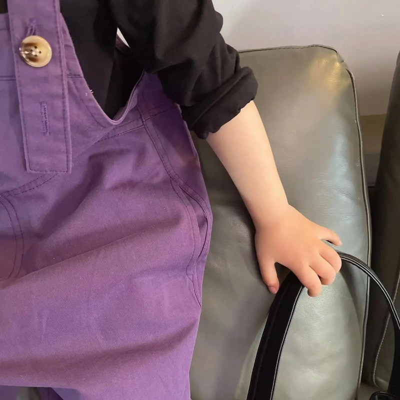 2-8 χρονών Φαρδιά casual μικρομεσαίες παιδικές φόρμες Άνοιξη φθινόπωρο Μωβ κοριτσίστικα παντελόνια Βαμβακερά υφασμάτινα βρεφικά φόρμες