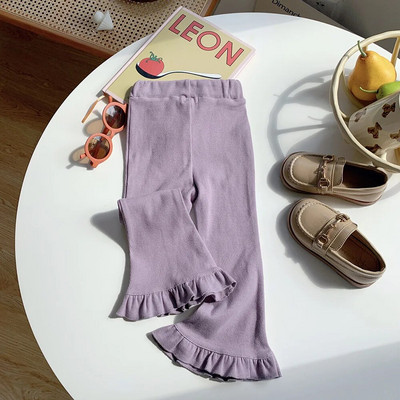 Lapsed Retuusid Kevadised Vintage Triibulised Elastsed Slim Flare Püksid Beebid Tüdrukud Kõrge Vöökoht Ühevärviline Volangpüksid Tüdrukute Riietus
