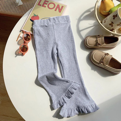 Lapsed Retuusid Kevadised Vintage Triibulised Elastsed Slim Flare Püksid Beebid Tüdrukud Kõrge Vöökoht Ühevärviline Volangpüksid Tüdrukute Riietus