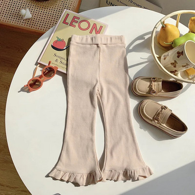 Lapsed Retuusid Kevadised Vintage Triibulised Elastsed Slim Flare Püksid Beebid Tüdrukud Kõrge Vöökoht Ühevärviline Volangpüksid Tüdrukute Riietus