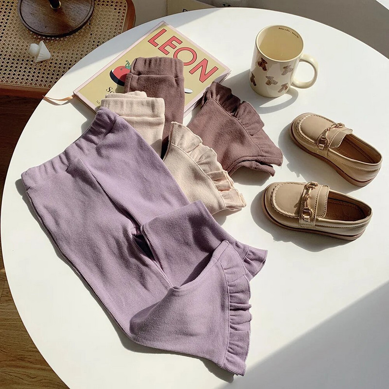 Lapsed Retuusid Kevadised Vintage Triibulised Elastsed Slim Flare Püksid Beebid Tüdrukud Kõrge Vöökoht Ühevärviline Volangpüksid Tüdrukute Riietus