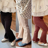 Tüdrukute püksid 18M-10Y Laste ühevärvilised pittriibulised lastepüksid Beebi vabaaja laienevad püksid