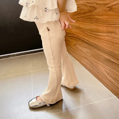 Tüdrukute püksid 18M-10Y Laste ühevärvilised pittriibulised lastepüksid Beebi vabaaja laienevad püksid