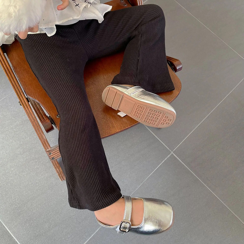 Tüdrukute püksid 18M-10Y Laste ühevärvilised pittriibulised lastepüksid Beebi vabaaja laienevad püksid