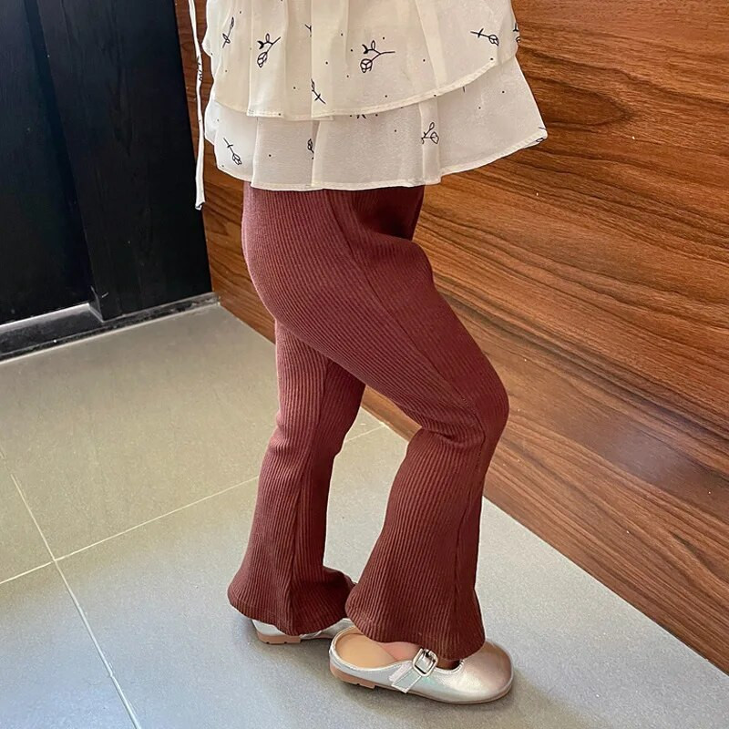 Tüdrukute püksid 18M-10Y Laste ühevärvilised pittriibulised lastepüksid Beebi vabaaja laienevad püksid