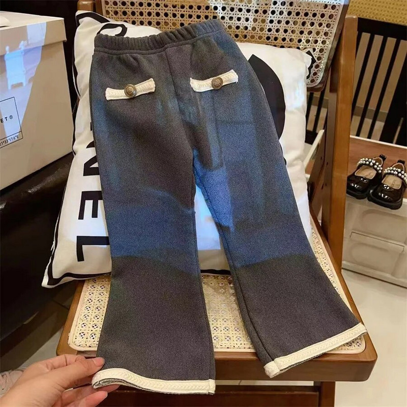 Mergaičių žieminės kelnės 18M-8Y Vaikiškos mielos ir šiltos kelnės kūdikiams aksominės platėjančios kelnės