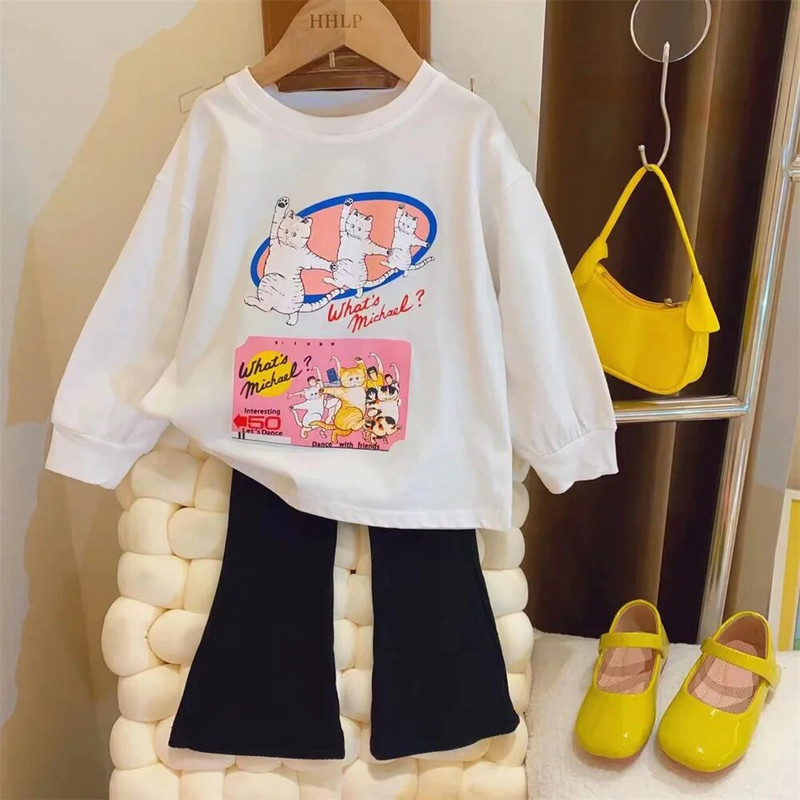 Tüdrukute laia säärega püksid 12M-7Y Beebi kevad-sügis puuvillane ühevärvilised retuusid Laste laia säärega püksid