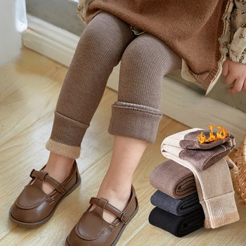 Есен Зима Топли бебешки панталони за момичета Памучни топли детски клинове Чорапогащник за малки деца Детски кадифени панталони Едноцветни панталони