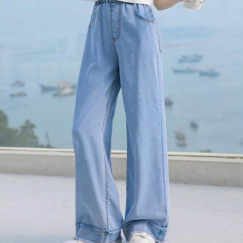 Νέο κοριτσίστικο Tencel τζιν παντελόνι φαρδύ καλοκαιρινό λεπτό παντελόνι Παιδικό παντελόνι μόδας για κορίτσια Παντός τύπου casual ψηλόμεσο τζιν