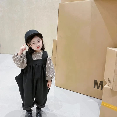 Villane riie Tüdrukud Beebi vabaaja püksid Laste lahtised kombinesoonid Kevadsügis Laste Susksid Mood Kõik sobivad kombinesoonid