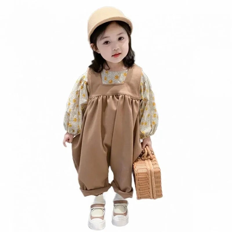 Villane riie Tüdrukud Beebi vabaaja püksid Laste lahtised kombinesoonid Kevadsügis Laste Susksid Mood Kõik sobivad kombinesoonid