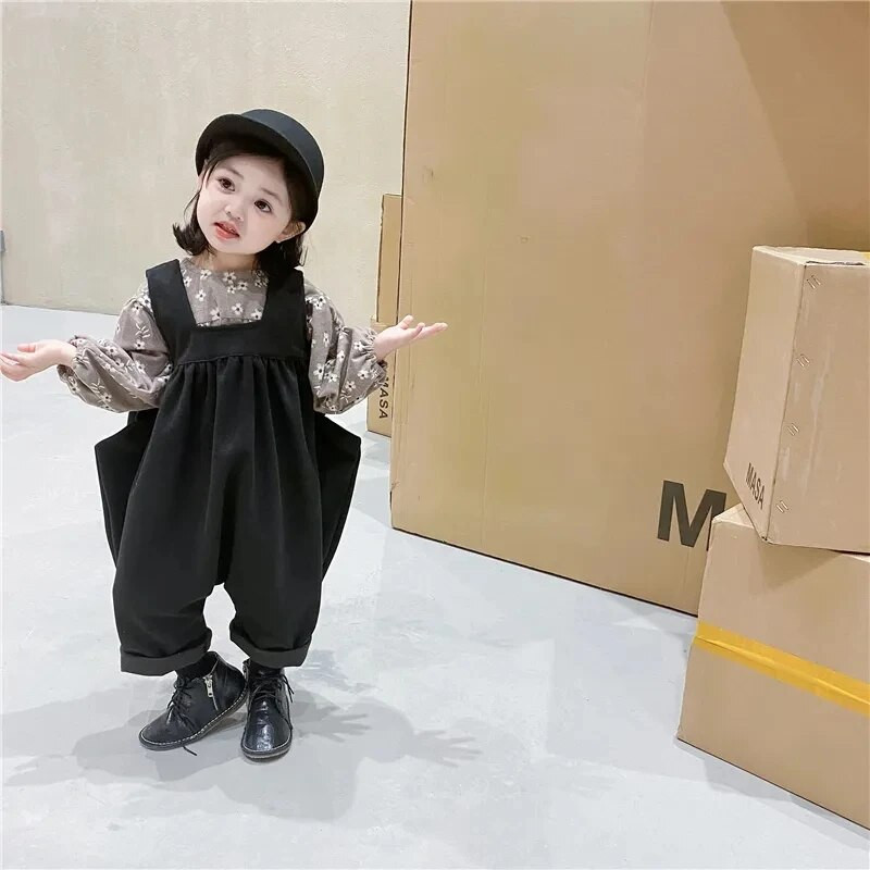 Villane riie Tüdrukud Beebi vabaaja püksid Laste lahtised kombinesoonid Kevadsügis Laste Susksid Mood Kõik sobivad kombinesoonid