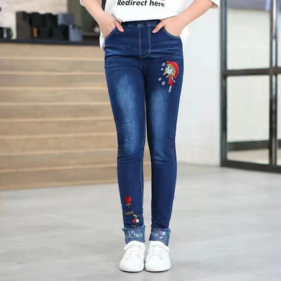 2-14 aastat Kevad ja sügis vabaaja lapsed Tikandid Disain Lapsed Teksad Püksid Tüdrukutele Teksad Püksid Teismeliste Lasterõivad