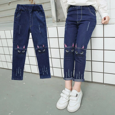 2-14 aastat Kevad ja sügis vabaaja lapsed Tikandid Disain Lapsed Teksad Püksid Tüdrukutele Teksad Püksid Teismeliste Lasterõivad