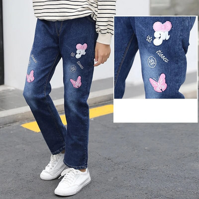 2-14 aastat Kevad ja sügis vabaaja lapsed Tikandid Disain Lapsed Teksad Püksid Tüdrukutele Teksad Püksid Teismeliste Lasterõivad