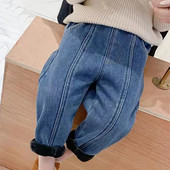 Φθινοπωρινό Χειμωνιάτικο Παχύ Παντελόνι Ζεστό Παιδικό Τζιν Αγόρια Κοριτσίστικα Τζιν Παντελόνι Λούτρινη Εσωτερική Τζιν Τζιν Ελαστική Μέση Τζιν Παντελόνι