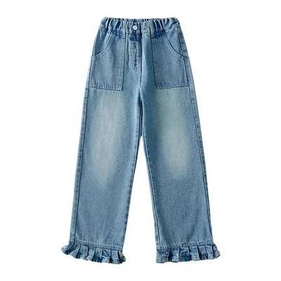 Korėjietiško stiliaus laisvalaikio plačios kelnės pavasario rudens vaikiški džinsai mergaitiškos džinsinės kelnės Laisvos džinsai elastinės juosmens džinsinės kelnės