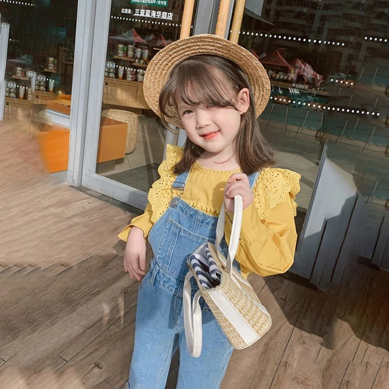 Dječji kombinezoni Traper hlače za djevojčice 2023. Novo proljeće i jesen Traperice za sve uzraste Dječje široke hlače s tregerima za malu djecu