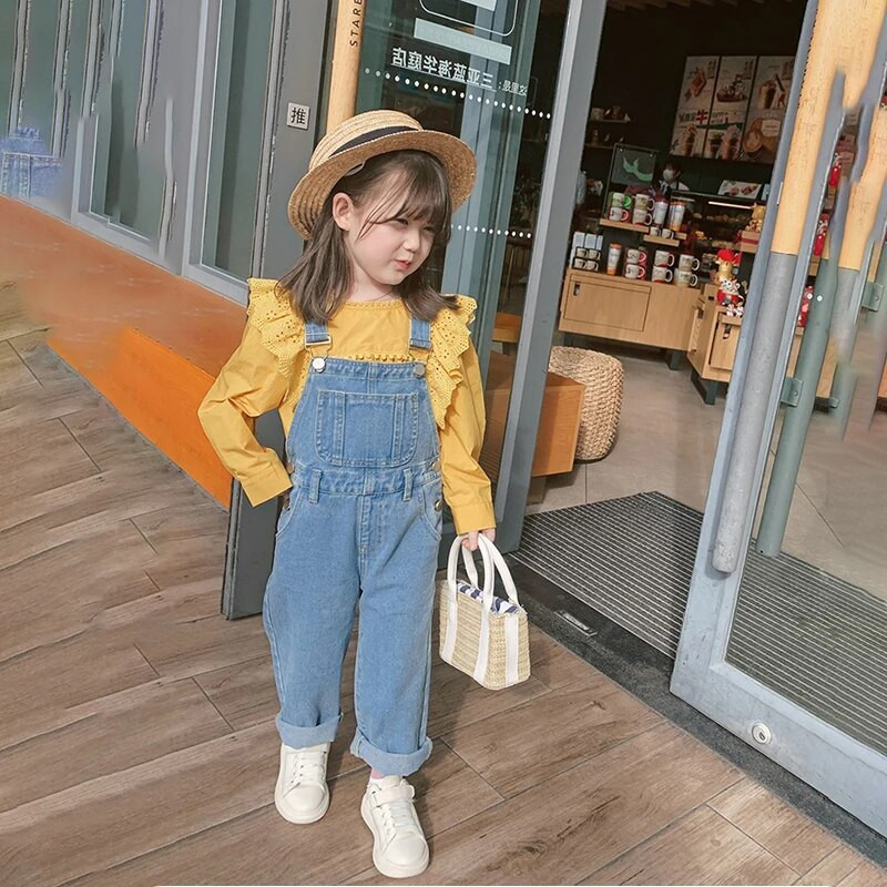 Dječji kombinezoni Traper hlače za djevojčice 2023. Novo proljeće i jesen Traperice za sve uzraste Dječje široke hlače s tregerima za malu djecu