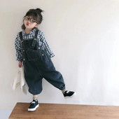 Pavasaris Ruduo Merginos Juodi Džinsiniai Džinsai Kūdikių Laisvalaikio Kelnės Laisvi Kombinezonai Vaikiški Džinsiniai Kelnaitės Madingi Vaikiški Drabužiai