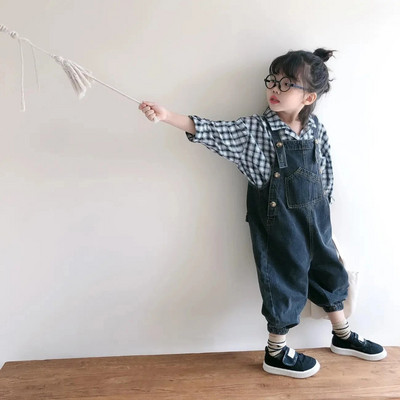 Pavasaris Ruduo Merginos Juodi Džinsiniai Džinsai Kūdikių Laisvalaikio Kelnės Laisvi Kombinezonai Vaikiški Džinsiniai Kelnaitės Madingi Vaikiški Drabužiai