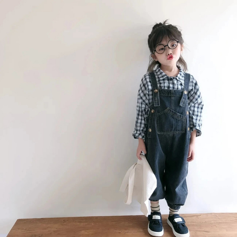 Pavasaris Ruduo Merginos Juodi Džinsiniai Džinsai Kūdikių Laisvalaikio Kelnės Laisvi Kombinezonai Vaikiški Džinsiniai Kelnaitės Madingi Vaikiški Drabužiai