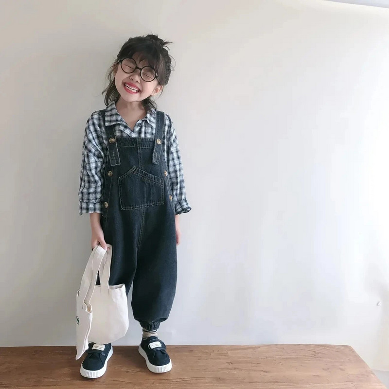 Pavasaris Ruduo Merginos Juodi Džinsiniai Džinsai Kūdikių Laisvalaikio Kelnės Laisvi Kombinezonai Vaikiški Džinsiniai Kelnaitės Madingi Vaikiški Drabužiai