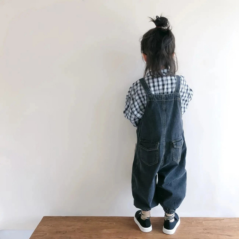 Pavasaris Ruduo Merginos Juodi Džinsiniai Džinsai Kūdikių Laisvalaikio Kelnės Laisvi Kombinezonai Vaikiški Džinsiniai Kelnaitės Madingi Vaikiški Drabužiai