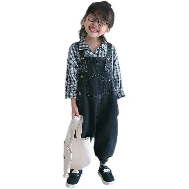 Pavasaris Ruduo Merginos Juodi Džinsiniai Džinsai Kūdikių Laisvalaikio Kelnės Laisvi Kombinezonai Vaikiški Džinsiniai Kelnaitės Madingi Vaikiški Drabužiai