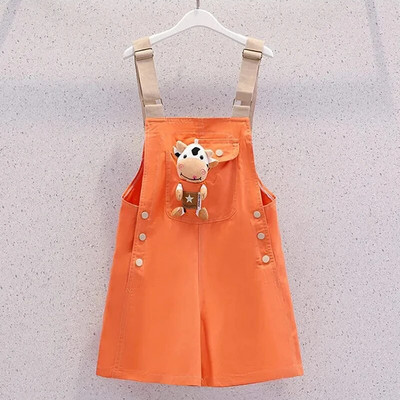 Χαριτωμένη κούκλα αγελάδας Διακόσμηση για κορίτσια Καλοκαιρινή νέα μονόχρωμη Παιδική σαλιάρα σορτς κοριτσάκι Casual χαλαρές ζαρτιέρες σορτς