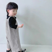 Laste musta valge triibulise mustriga kombinesoonid poisid tüdrukud, laia säärega kombinesoonid kevad-sügis välismaise maitsega välimine püksid