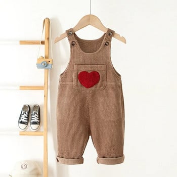 MILANCEL Детски дрехи Сърца с бродерия Гащеризони за момичета Гащеризони за момчета Кадифени панталони