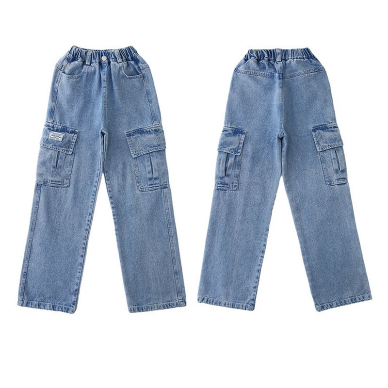 Teismeliste tüdrukute vabaaja teksad, moodsad korea stiilis laia säärega teksapüksid kõrge vöökohaga püksid kooli igapäevaseks kandmiseks