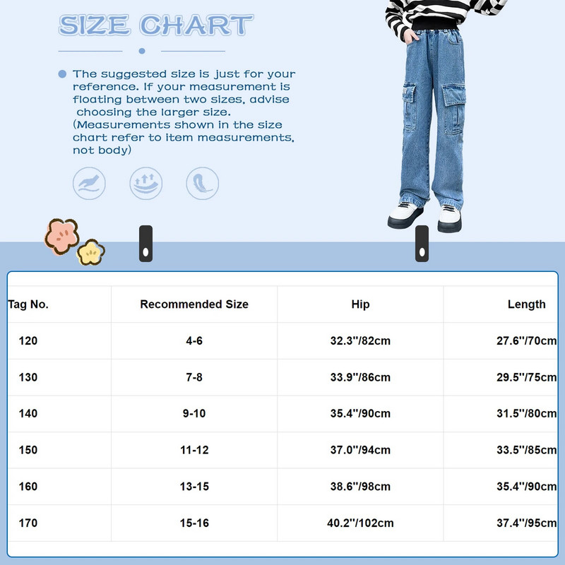 Teismeliste tüdrukute vabaaja teksad, moodsad korea stiilis laia säärega teksapüksid kõrge vöökohaga püksid kooli igapäevaseks kandmiseks